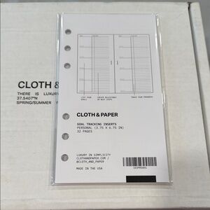 Cloth & Paper Personal Goal Tracking Inserts